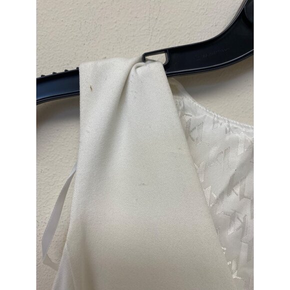 Karl Lagerfled Paris Womens Scuba Crepe Belted Jumpsuit White Size 12 Defected - Picture 3 of 7